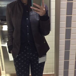 soia & kyo eggplant color real leather jacket